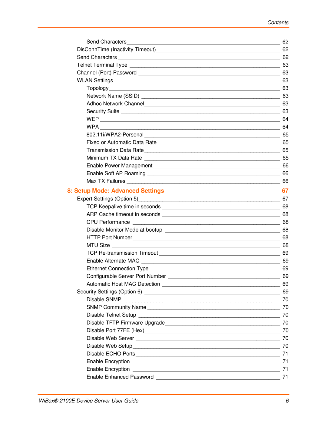 Lantronix 2100E manual Setup Mode Advanced Settings 