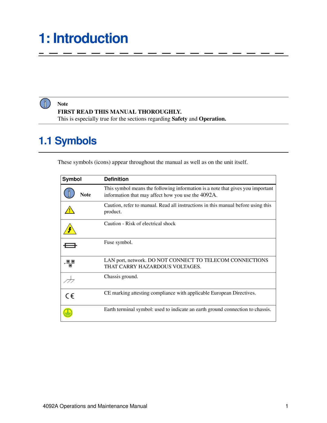 Lantronix 4092A IRIG-B manual Introduction, Symbols, Symbol Definition 