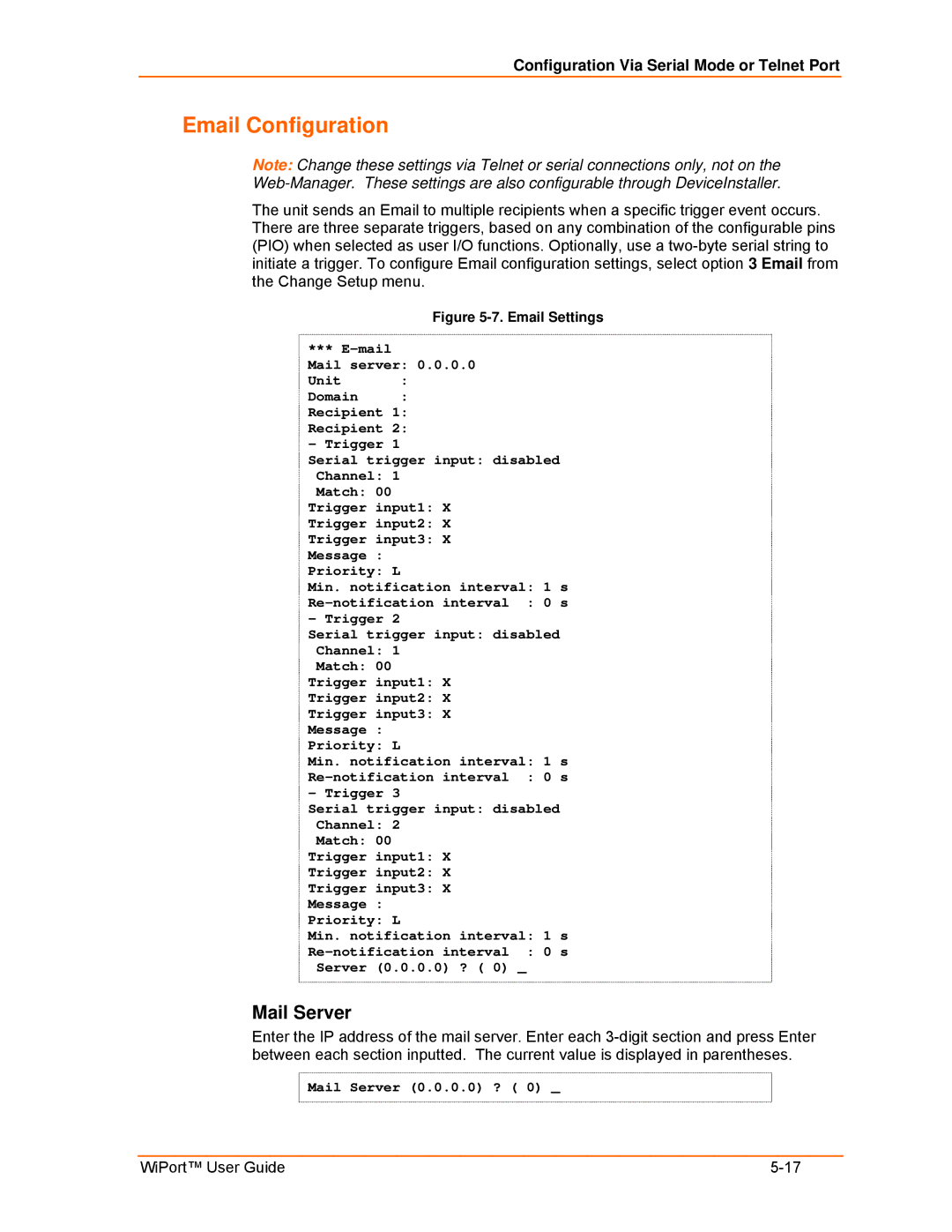 Lantronix 900-332 manual Mail Server, Email Settings 