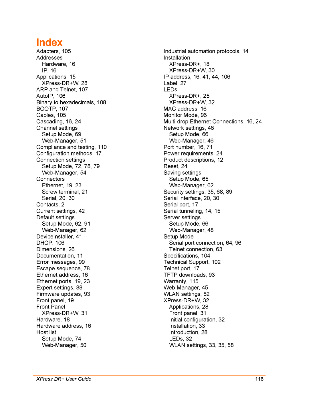 Lantronix 900-422 manual Index 