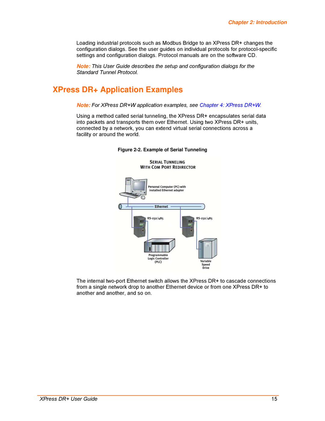 Lantronix 900-422 manual XPress DR+ Application Examples, Example of Serial Tunneling 