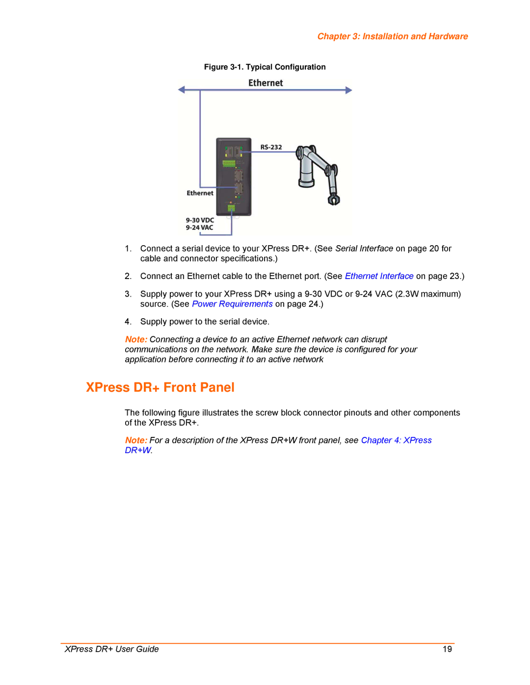 Lantronix 900-422 manual XPress DR+ Front Panel, Installation and Hardware 