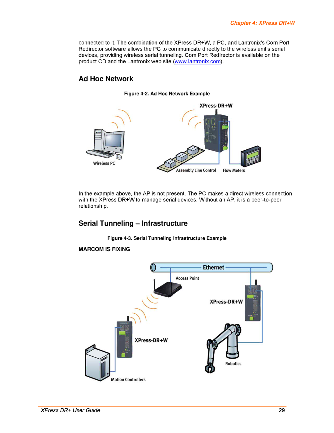 Lantronix 900-422 manual Ad Hoc Network, Serial Tunneling Infrastructure, XPress DR+W 