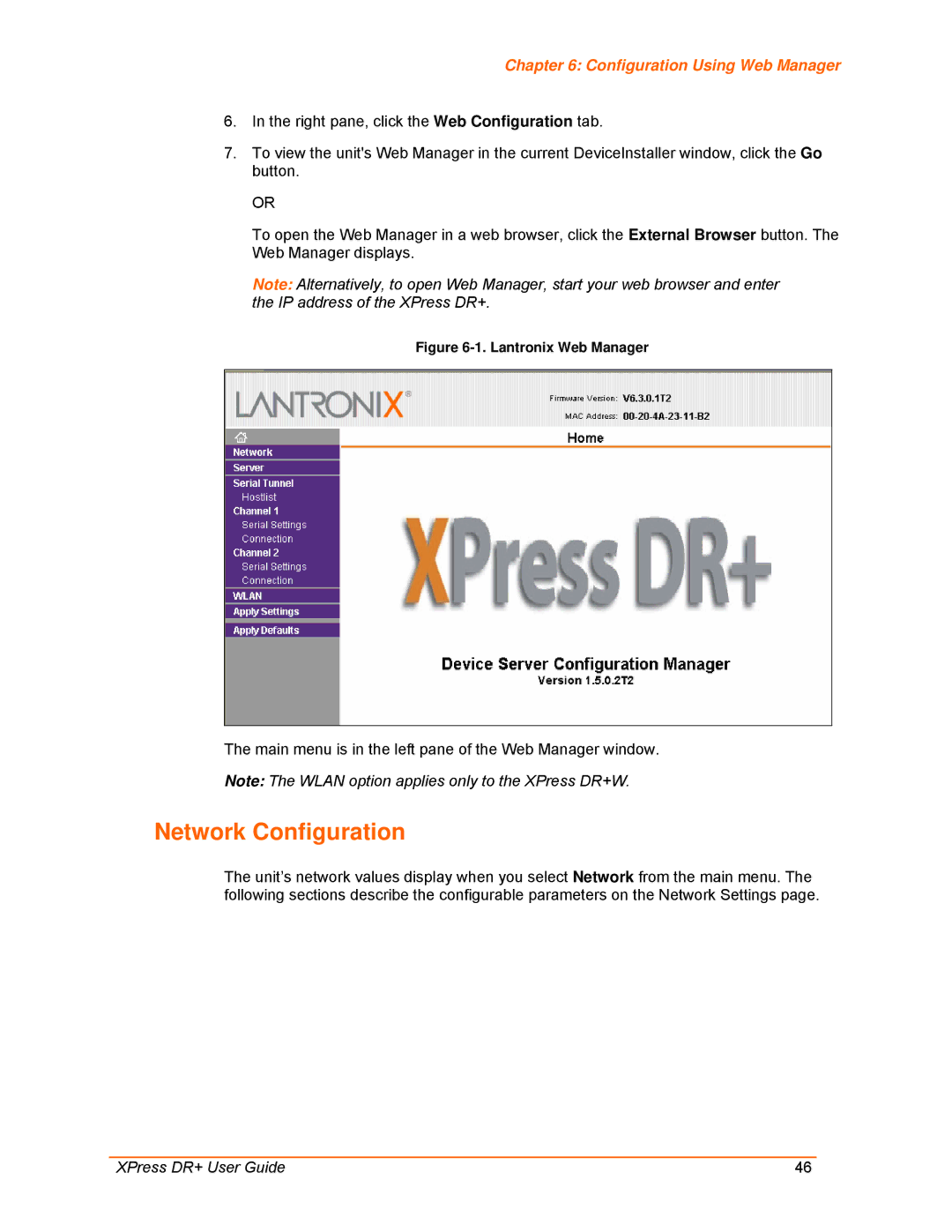 Lantronix 900-422 manual Network Configuration, Lantronix Web Manager 