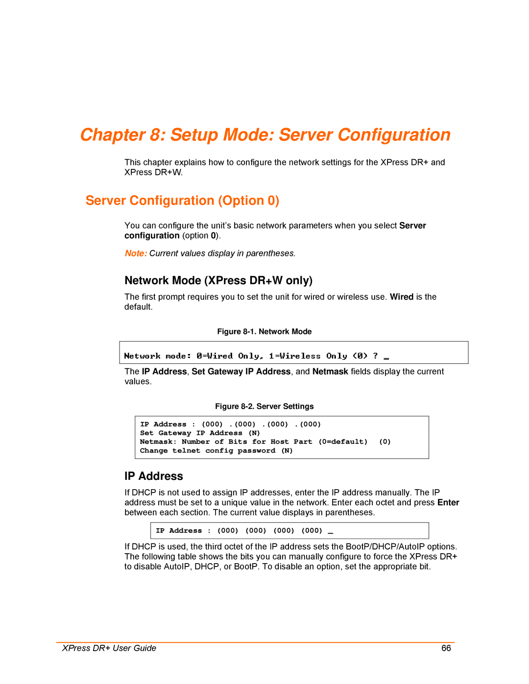 Lantronix 900-422 manual Setup Mode Server Configuration, Network Mode 