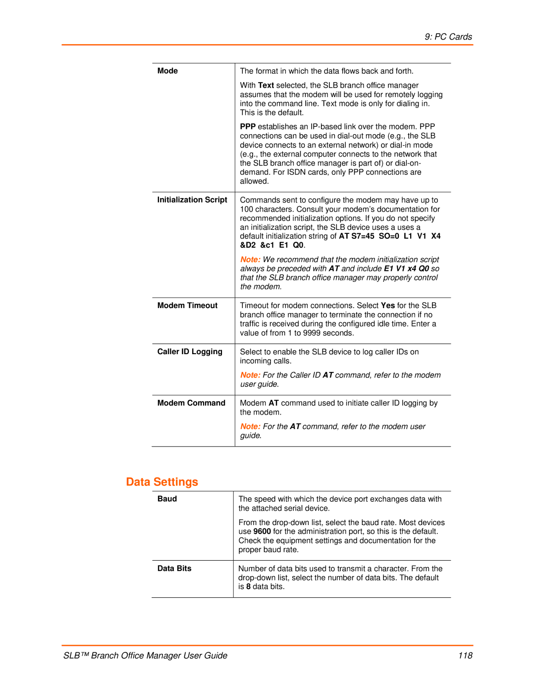 Lantronix 900-510 manual Data Settings, D2 &c1 E1 Q0 