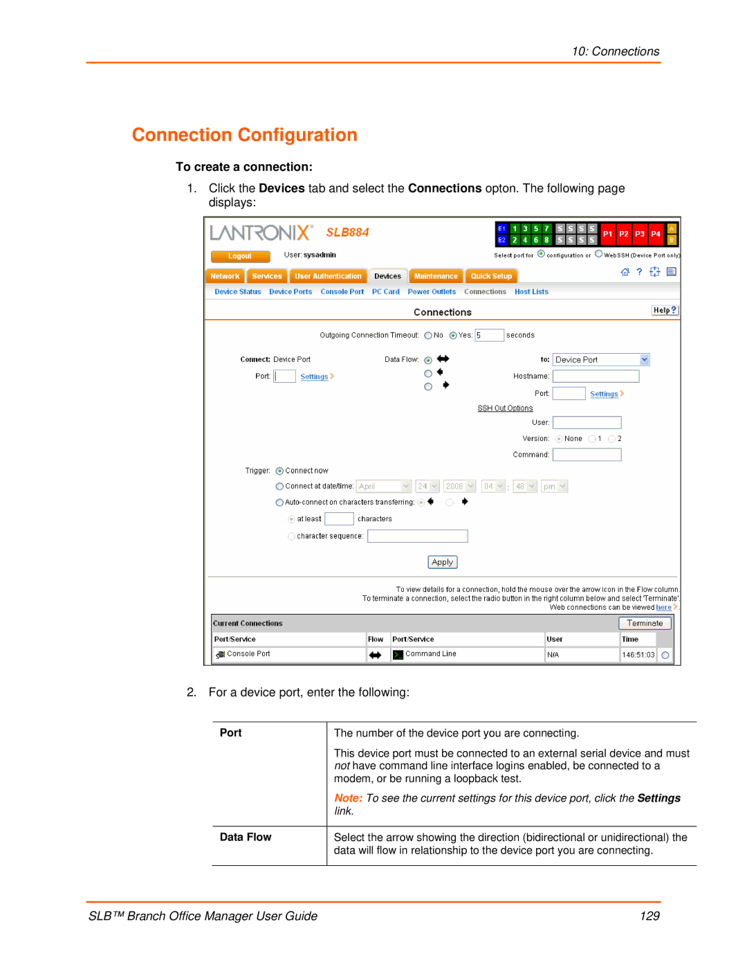 Lantronix 900-510 manual Connection Configuration, To create a connection, Data Flow 