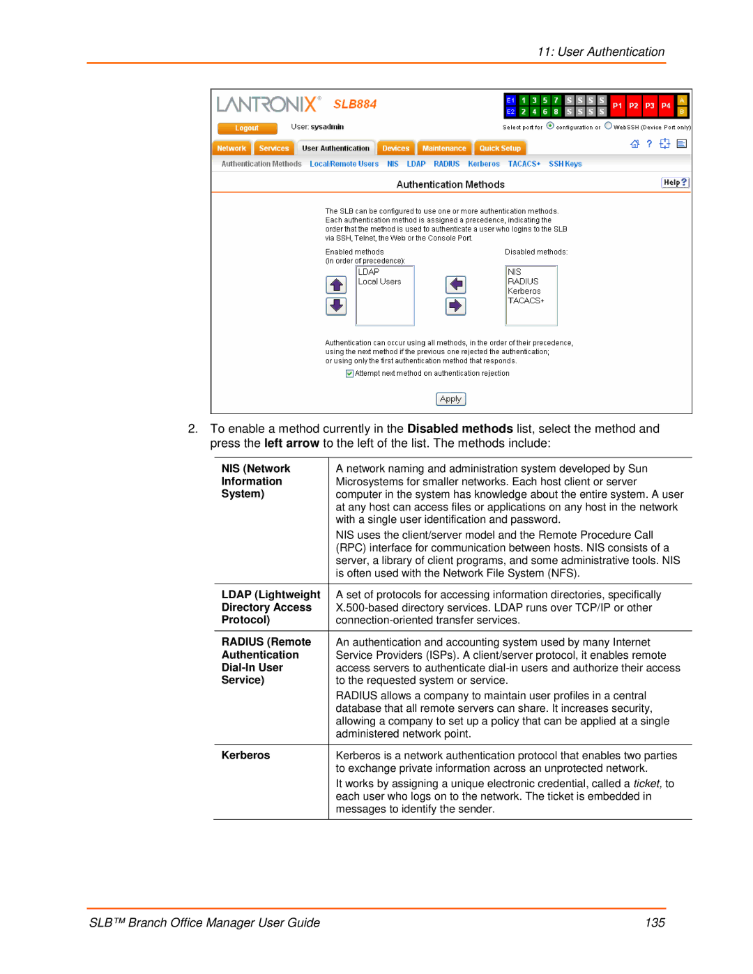 Lantronix 900-510 manual NIS Network, Information, System, Ldap Lightweight, Directory Access, Radius Remote, Dial-In User 