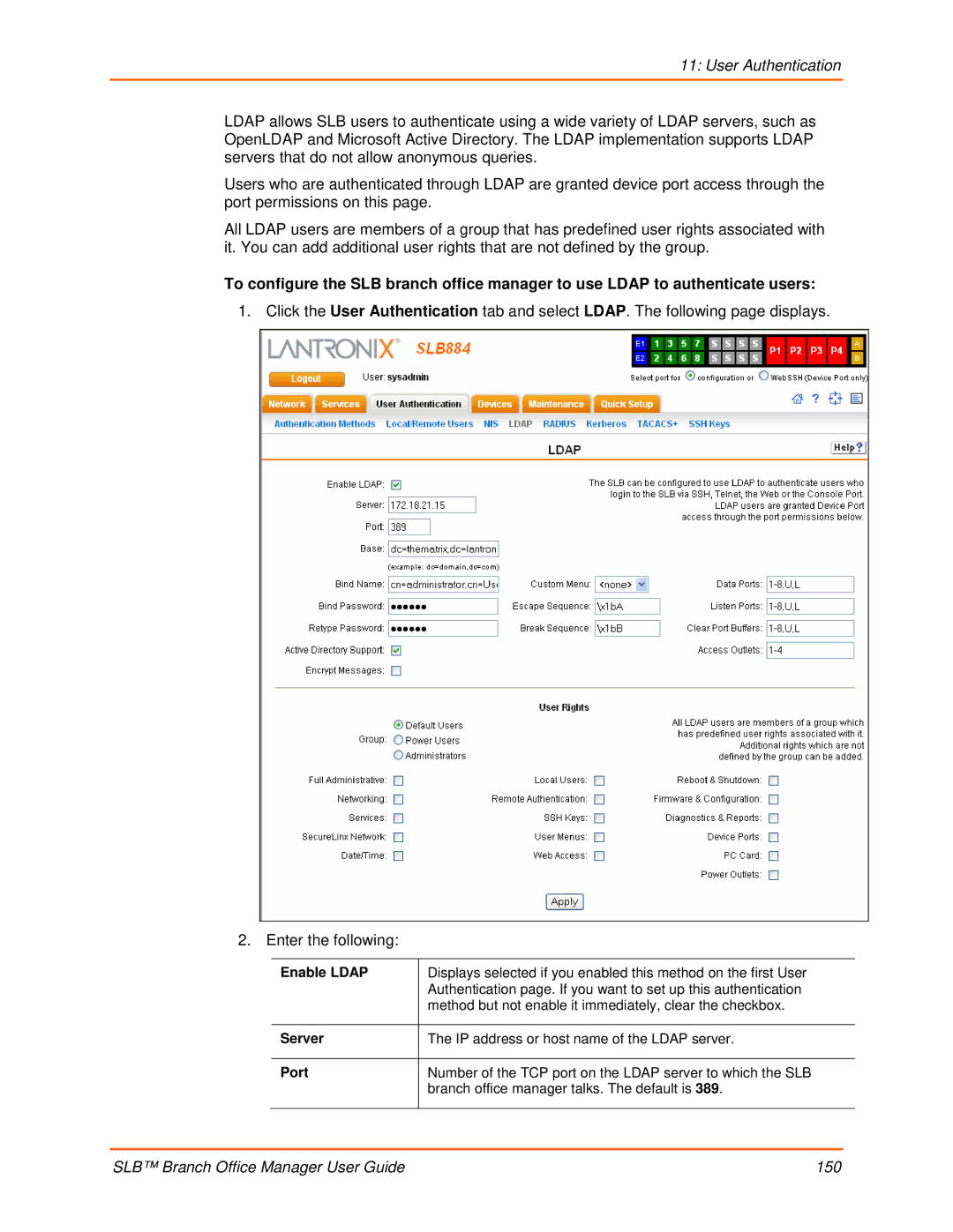 Lantronix 900-510 manual Enable Ldap, Server 