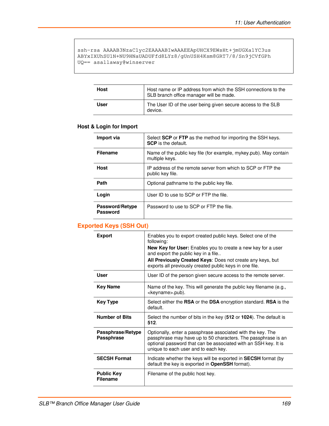 Lantronix 900-510 manual Exported Keys SSH Out, Host & Login for Import 