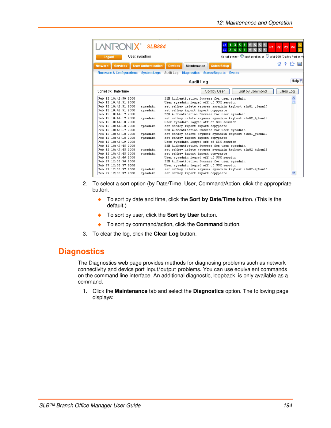 Lantronix 900-510 manual Diagnostics 