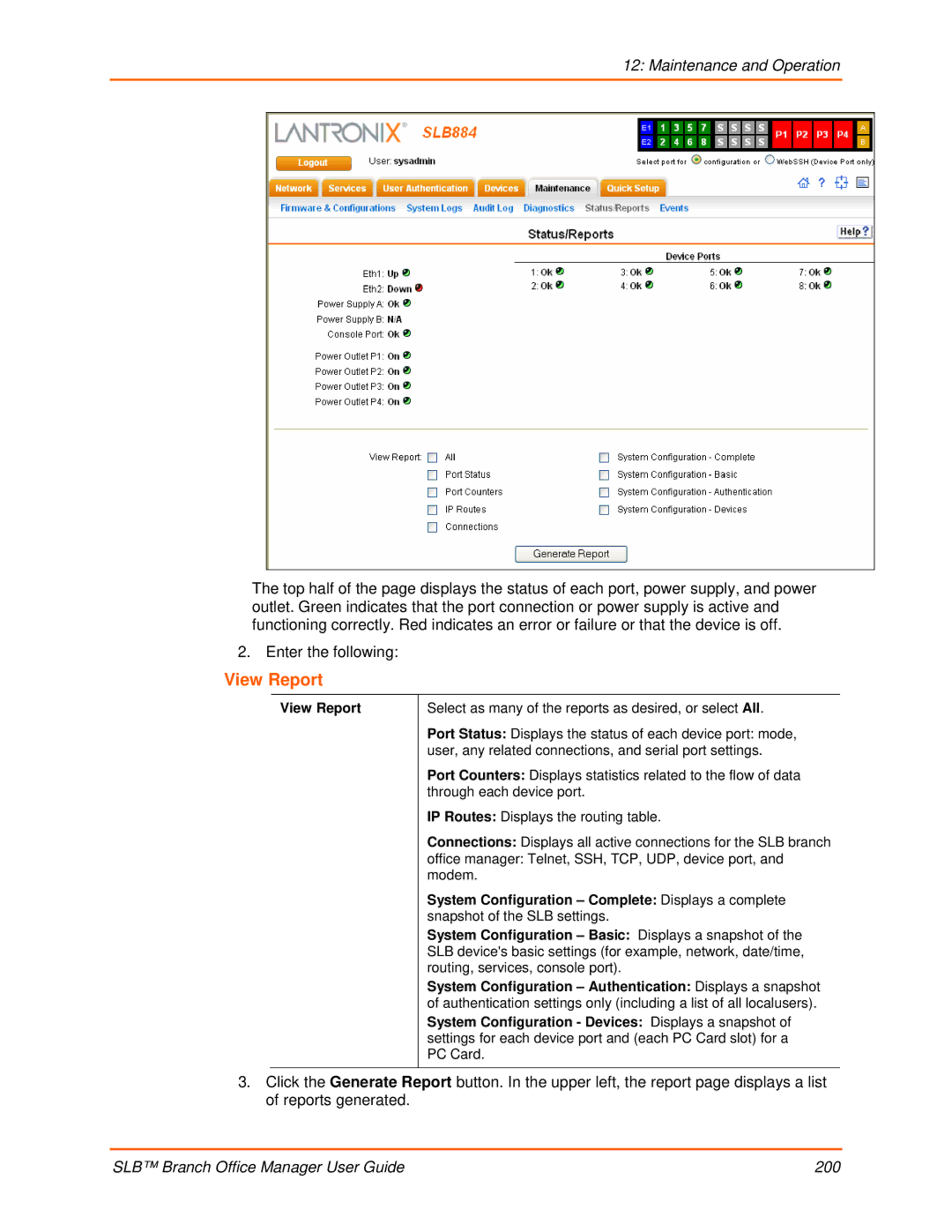 Lantronix 900-510 manual View Report 