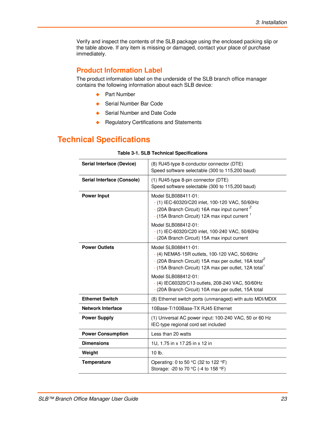 Lantronix 900-510 manual Technical Specifications, Product Information Label 