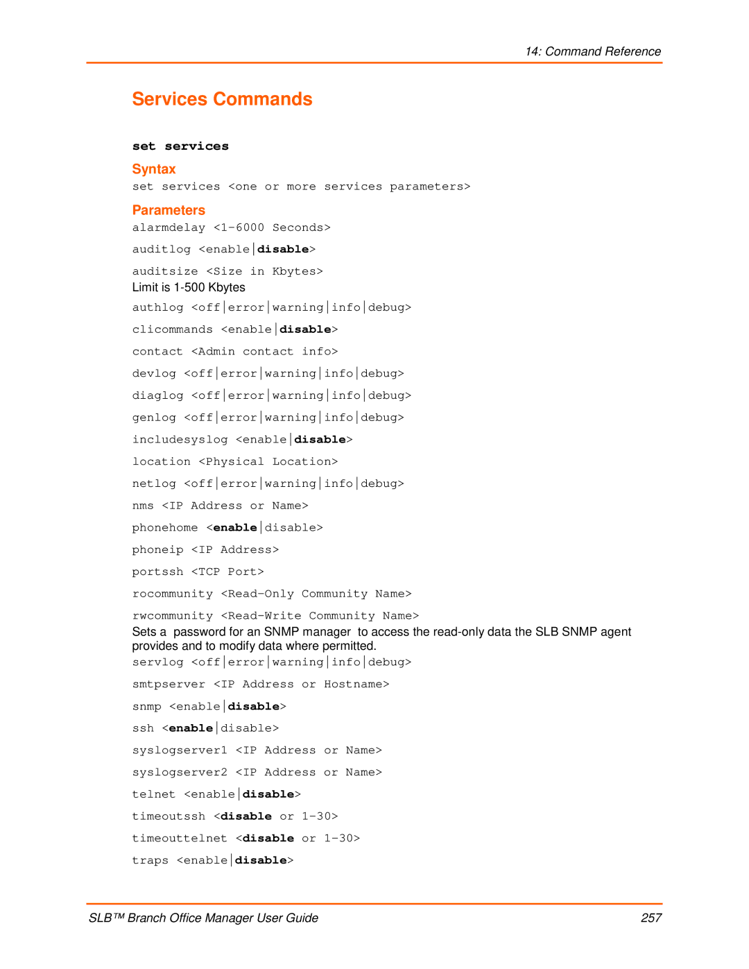 Lantronix 900-510 manual Services Commands, Set services 