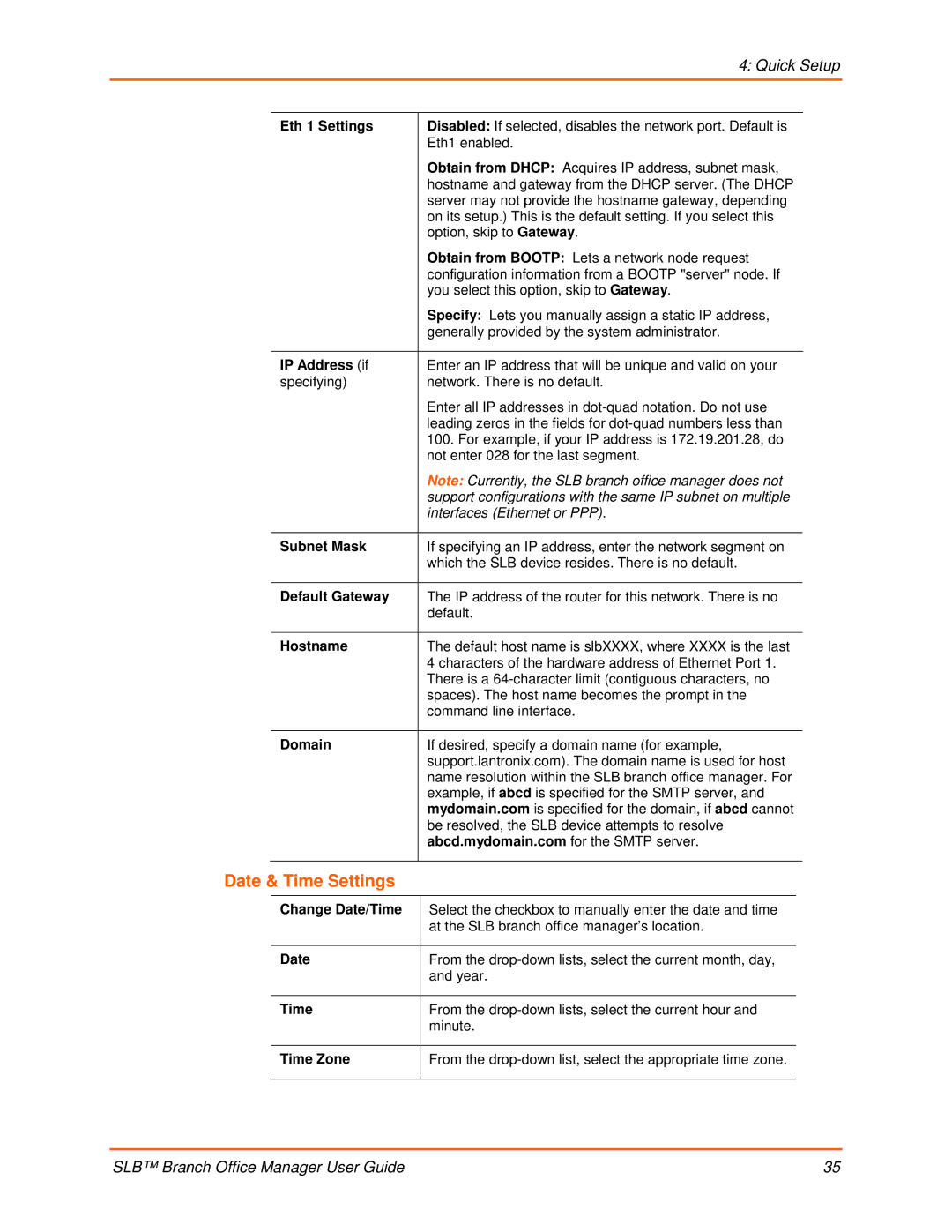 Lantronix 900-510 manual Date & Time Settings 