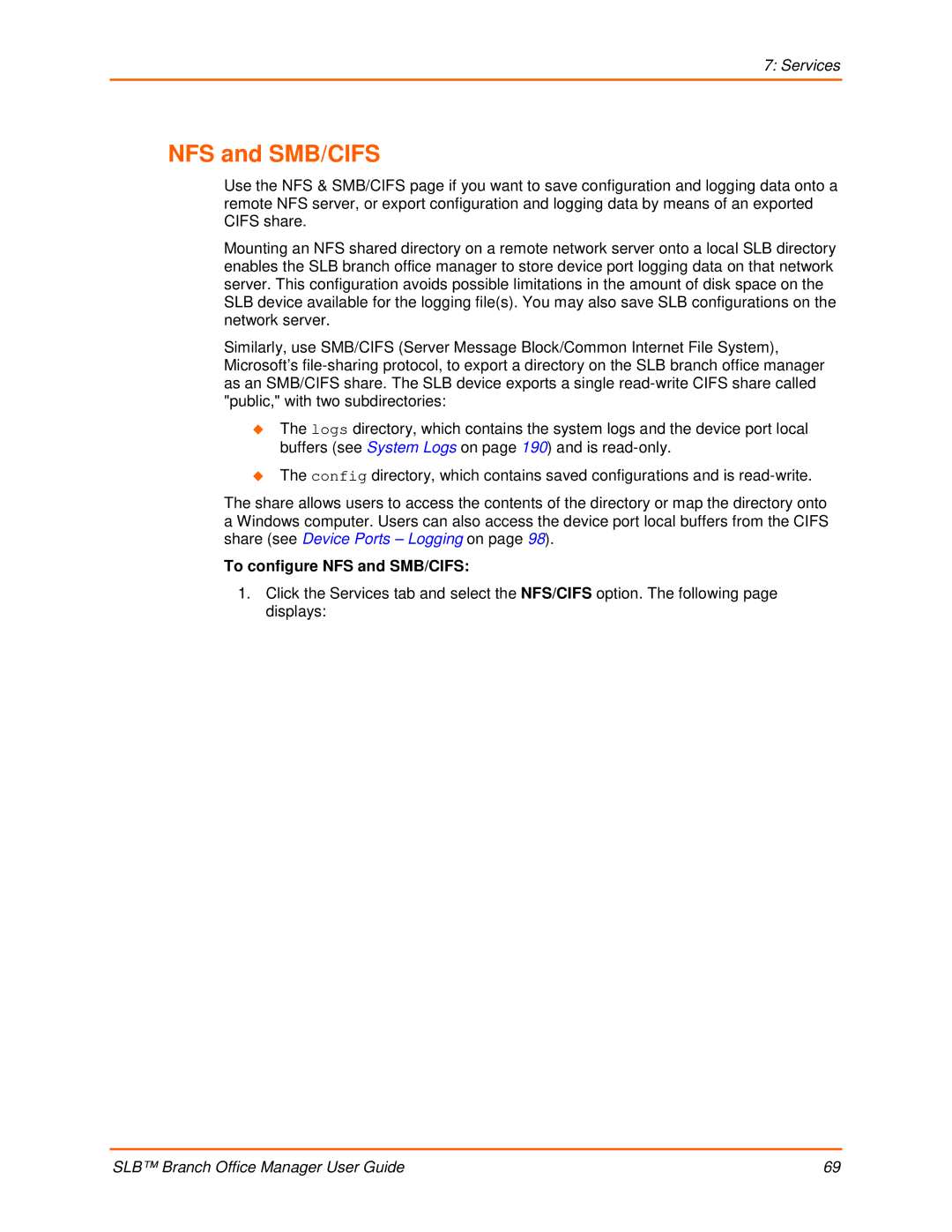 Lantronix 900-510 manual To configure NFS and SMB/CIFS 