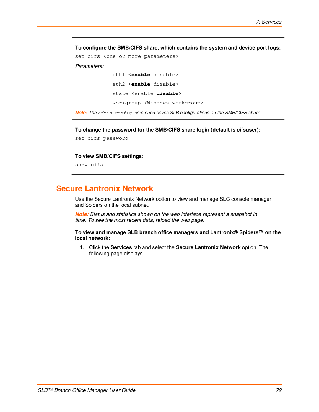 Lantronix 900-510 manual Secure Lantronix Network, To view SMB/CIFS settings 