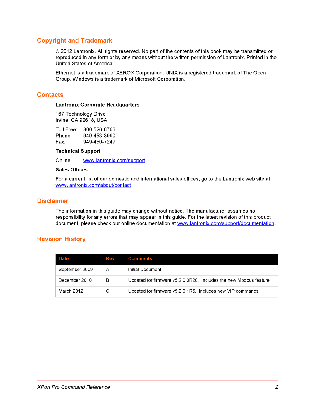 Lantronix 900-558 manual Copyright and Trademark 