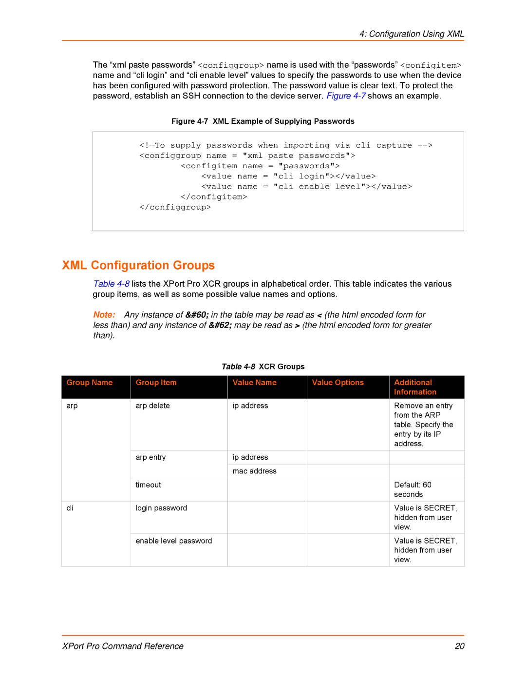 Lantronix 900-558 manual XML Configuration Groups, XCR Groups 