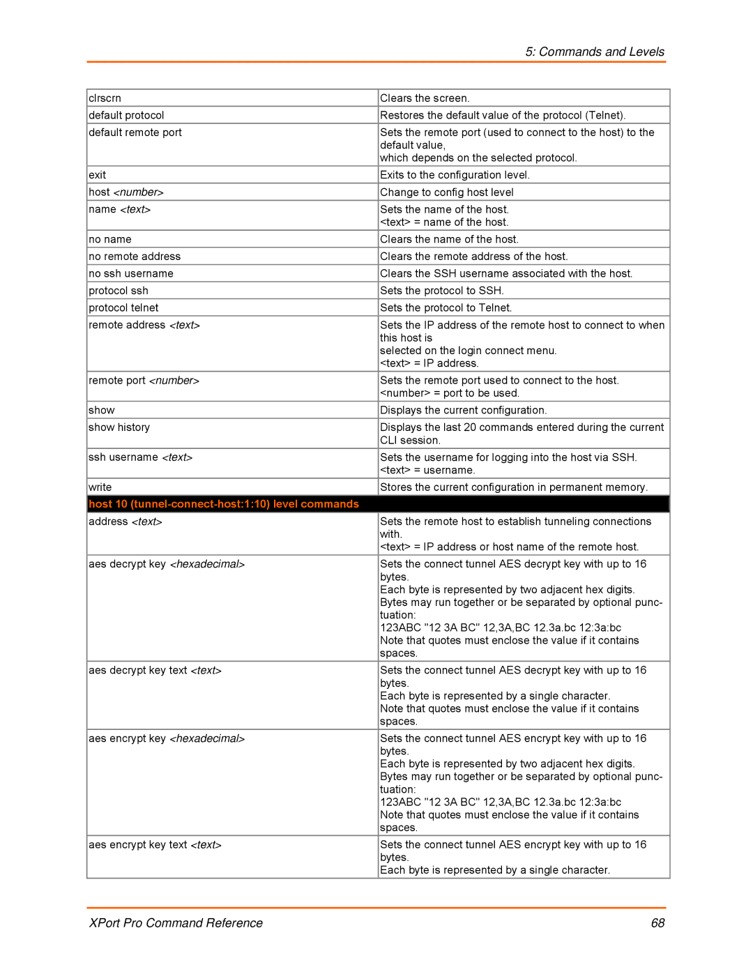 Lantronix 900-558 manual Name text, Host 10 tunnel-connect-host110 level commands 