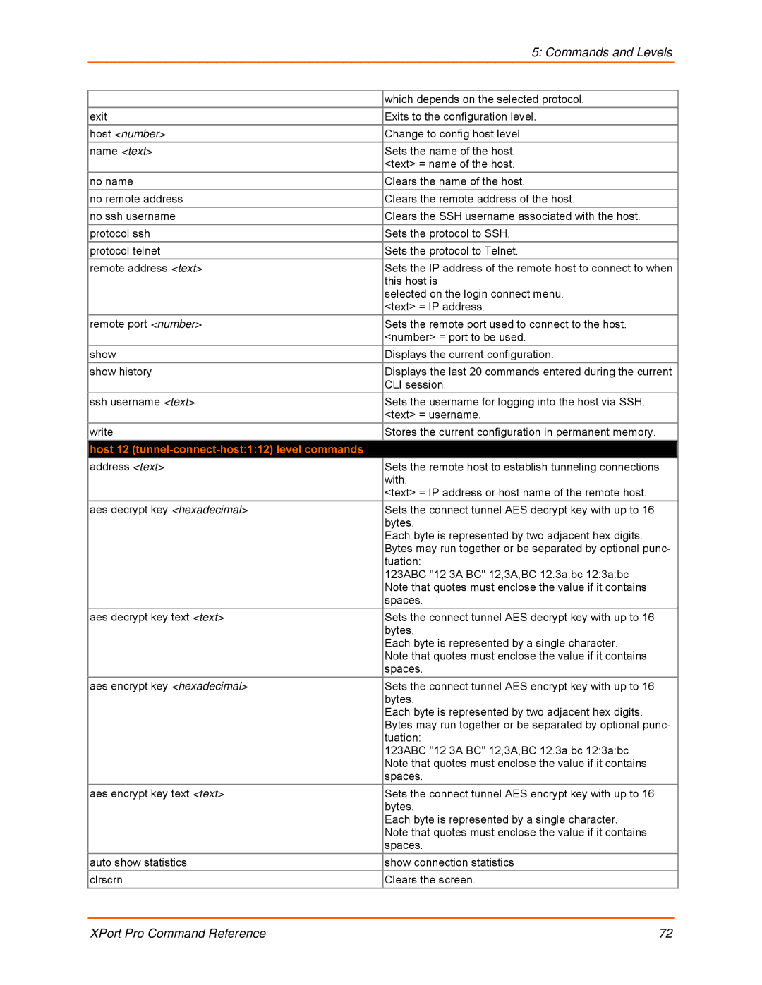 Lantronix 900-558 manual Host 12 tunnel-connect-host112 level commands 