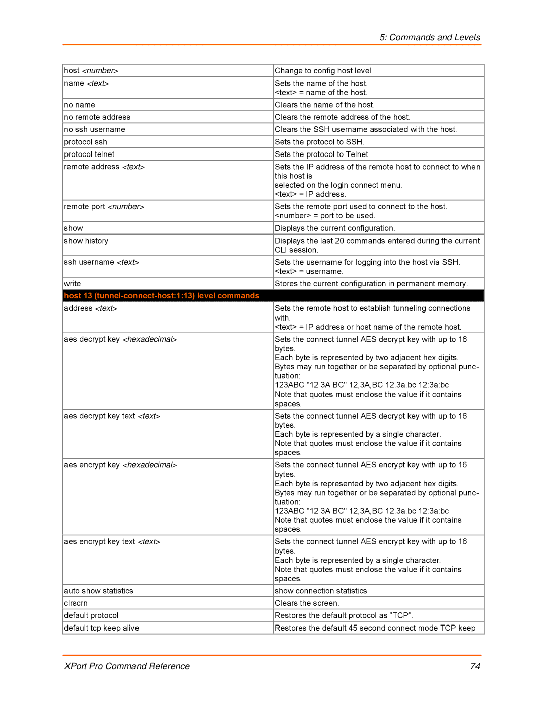 Lantronix 900-558 manual Host 13 tunnel-connect-host113 level commands 