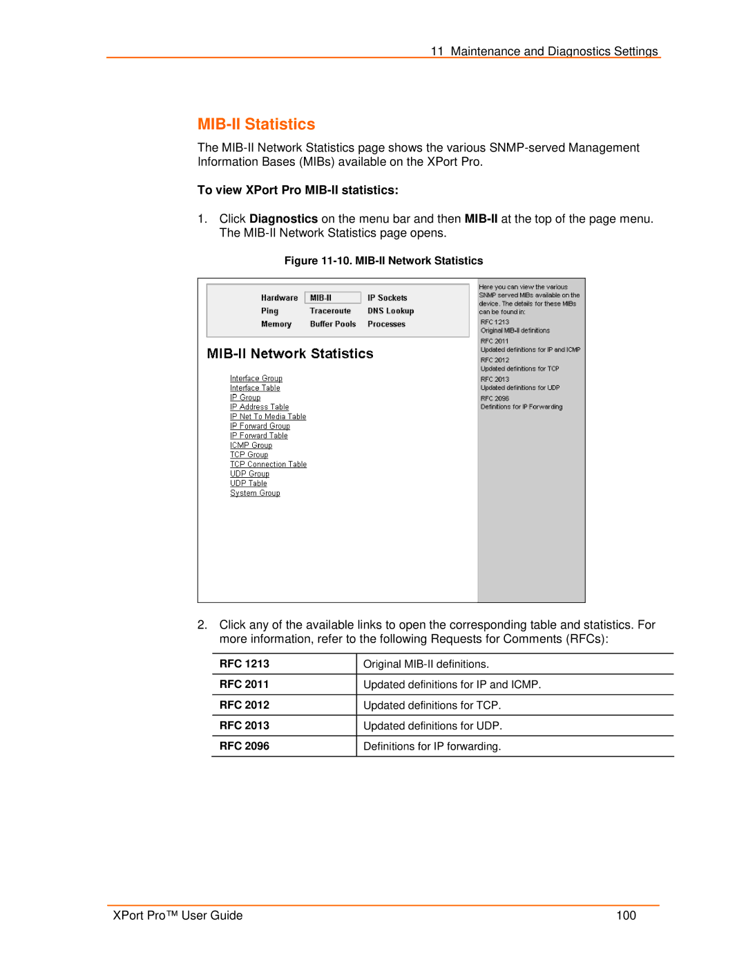 Lantronix 900-560 manual MIB-II Statistics, To view XPort Pro MIB-II statistics 