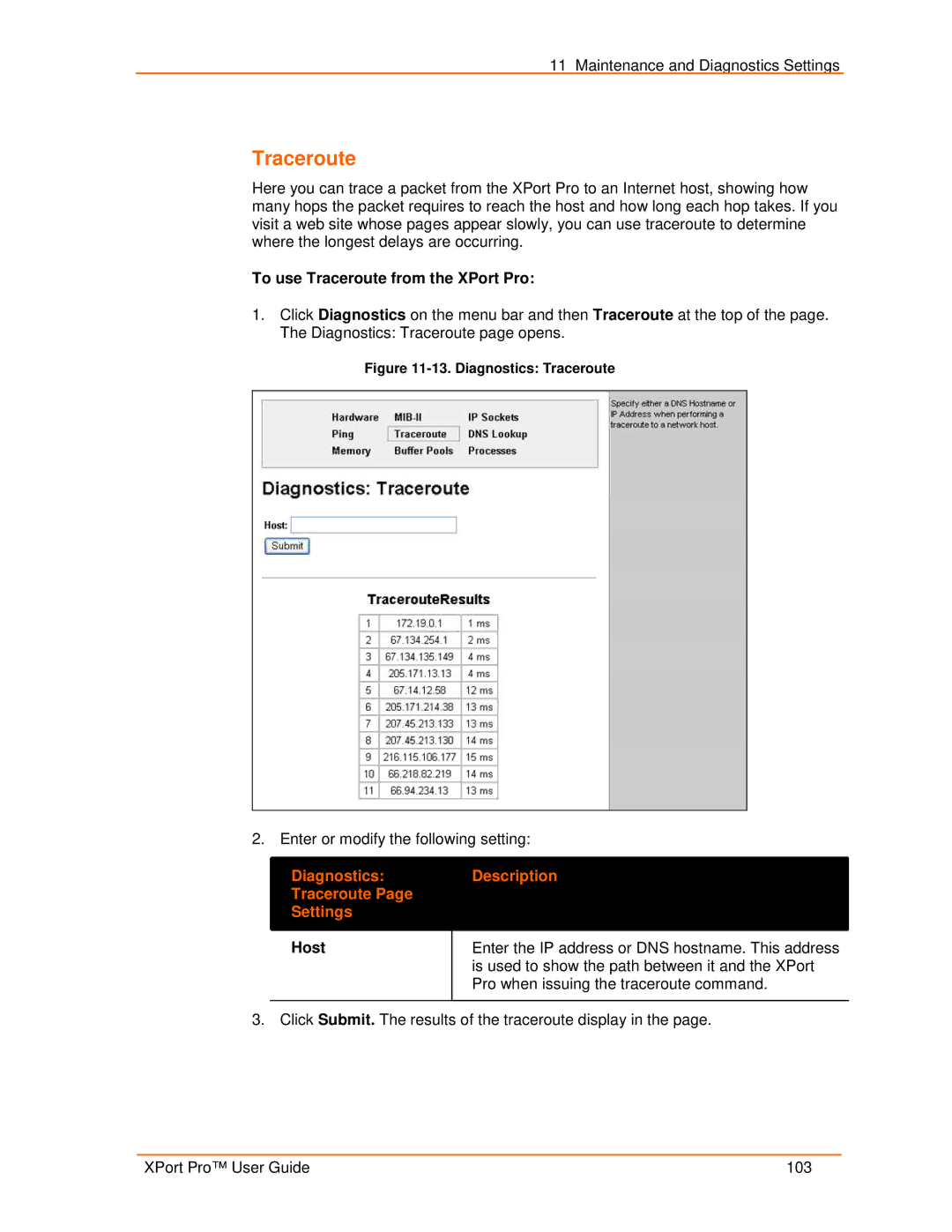 Lantronix 900-560 manual To use Traceroute from the XPort Pro 