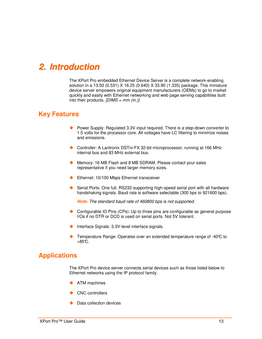 Lantronix 900-560 manual Introduction, Key Features, Applications 