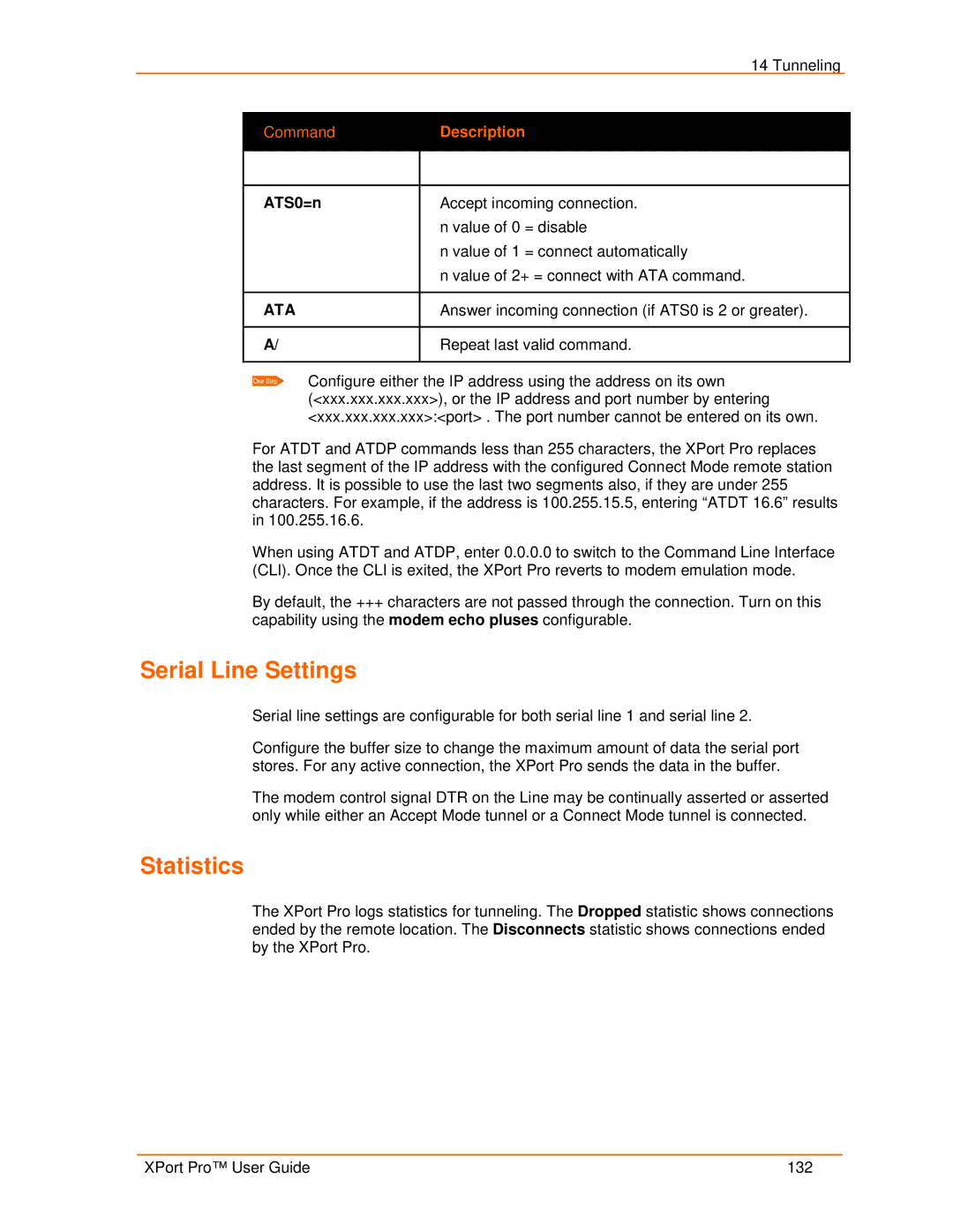 Lantronix 900-560 manual Serial Line Settings, Statistics, ATS0=n 