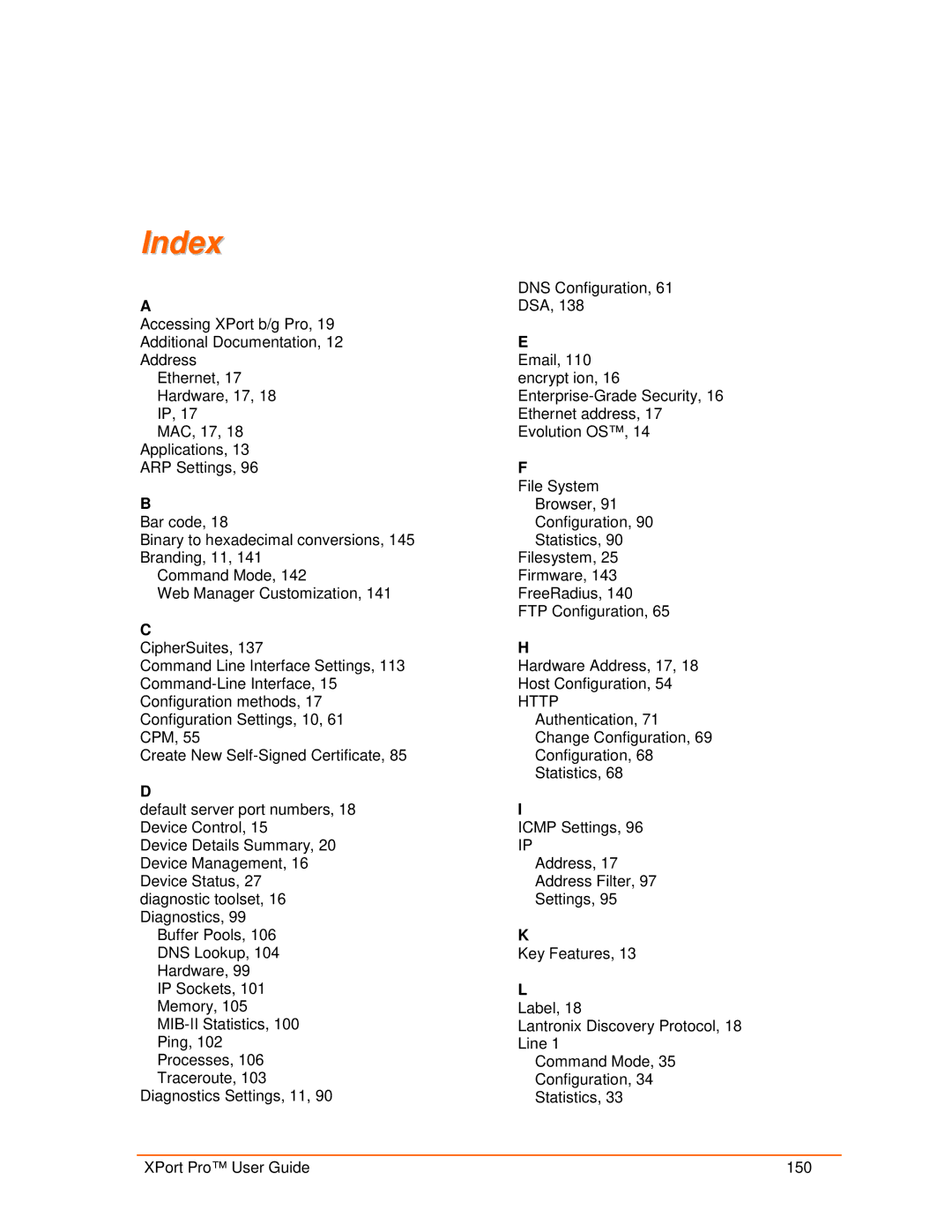 Lantronix 900-560 manual Index 