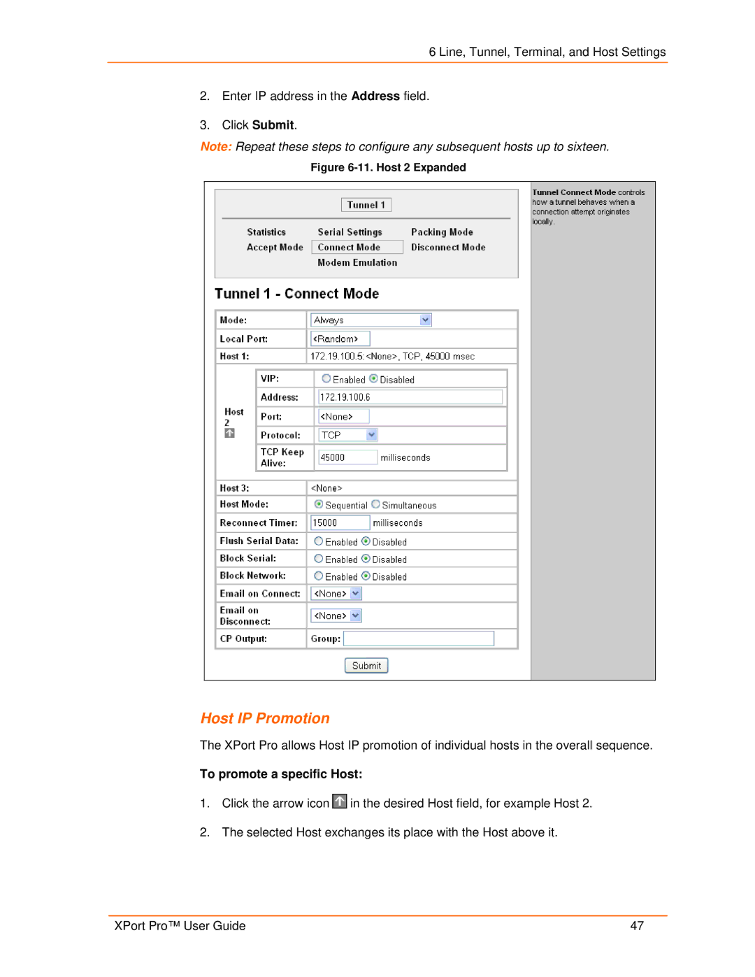 Lantronix 900-560 manual Host IP Promotion, To promote a specific Host 