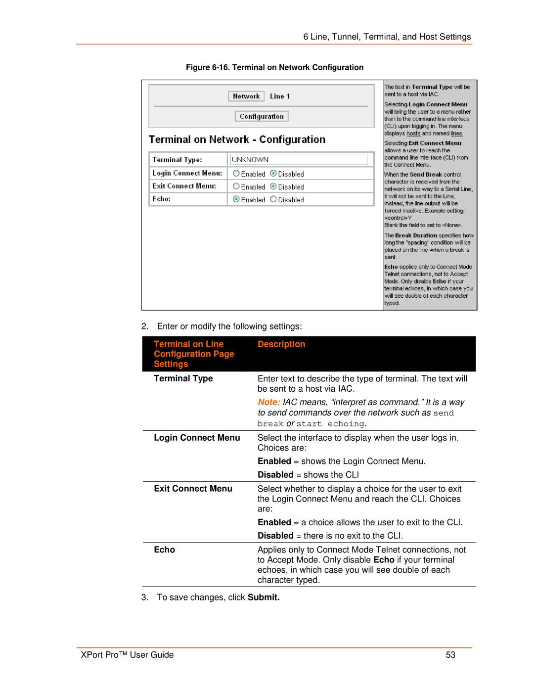 Lantronix 900-560 manual Login Connect Menu, Terminal on Network Configuration 