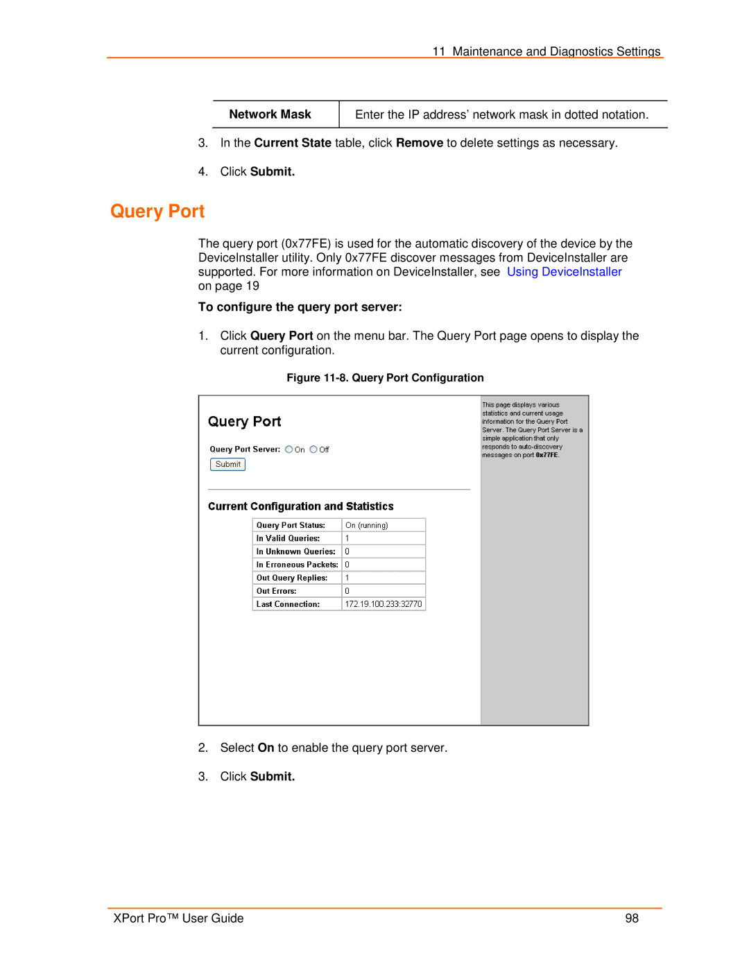 Lantronix 900-560 manual Query Port, Network Mask, To configure the query port server 