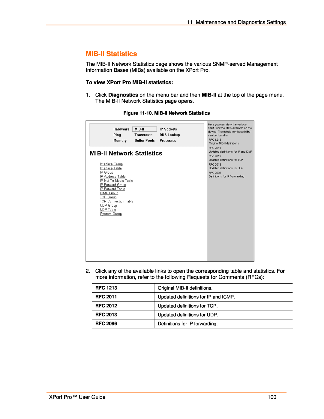 Lantronix 900-560 manual MIB-II Statistics, To view XPort Pro MIB-II statistics 