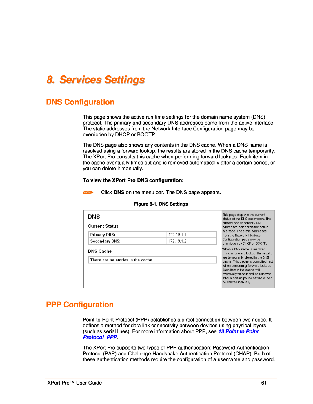 Lantronix 900-560 manual Services Settings, DNS Configuration, PPP Configuration 