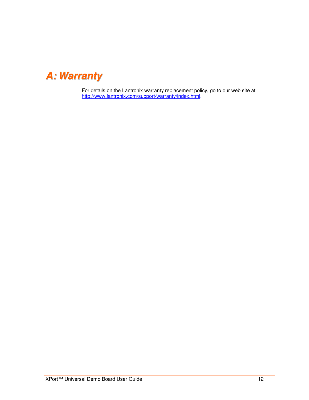 Lantronix 900-563 manual Warranty 