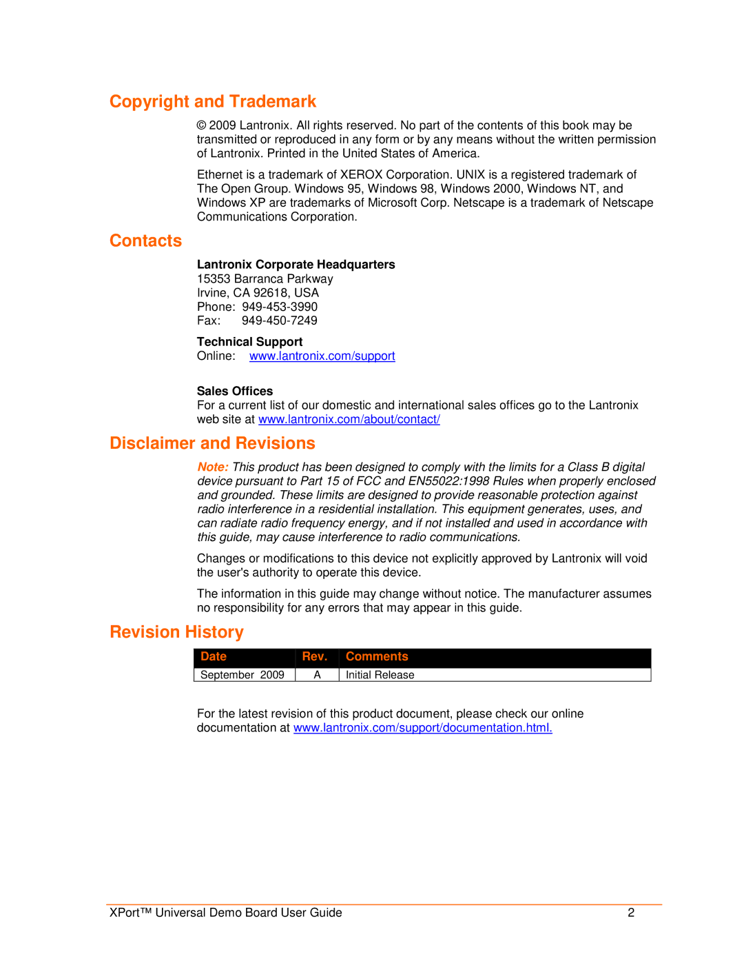 Lantronix 900-563 manual Lantronix Corporate Headquarters, Technical Support Sales Offices 