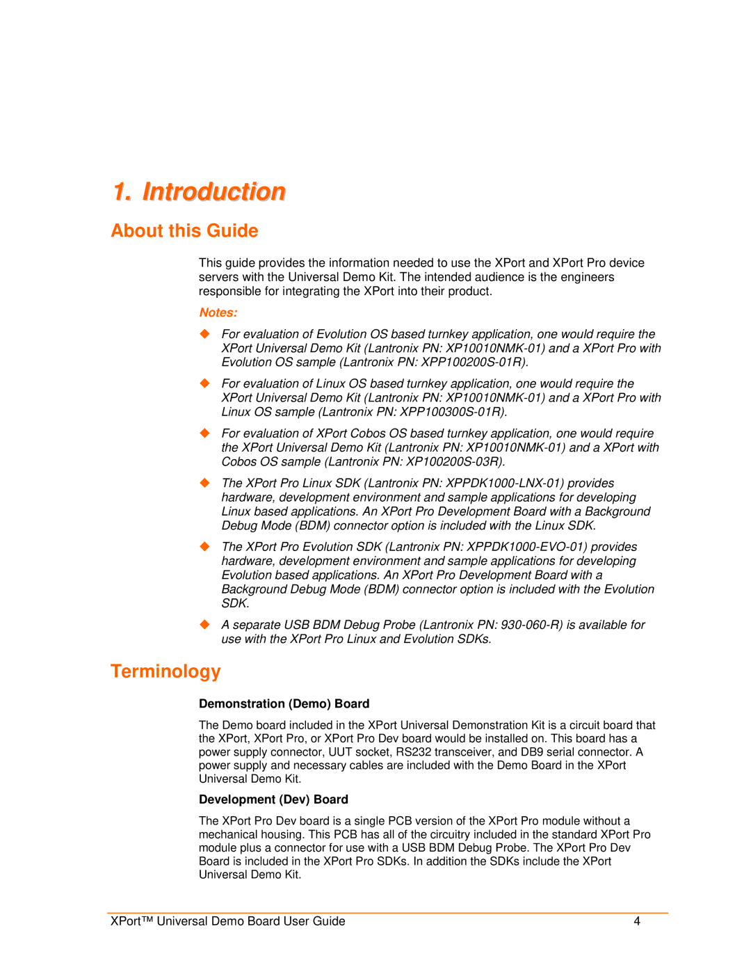 Lantronix 900-563 manual About this Guide, Terminology, Demonstration Demo Board, Development Dev Board 