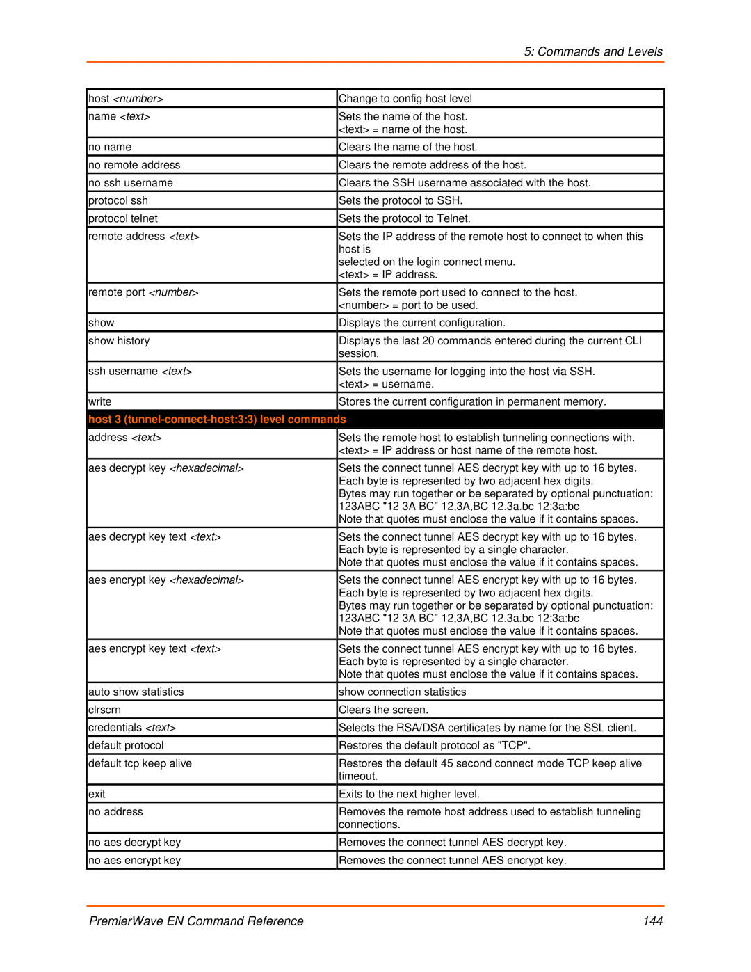 Lantronix 900-581 manual Host 3 tunnel-connect-host33 level commands 