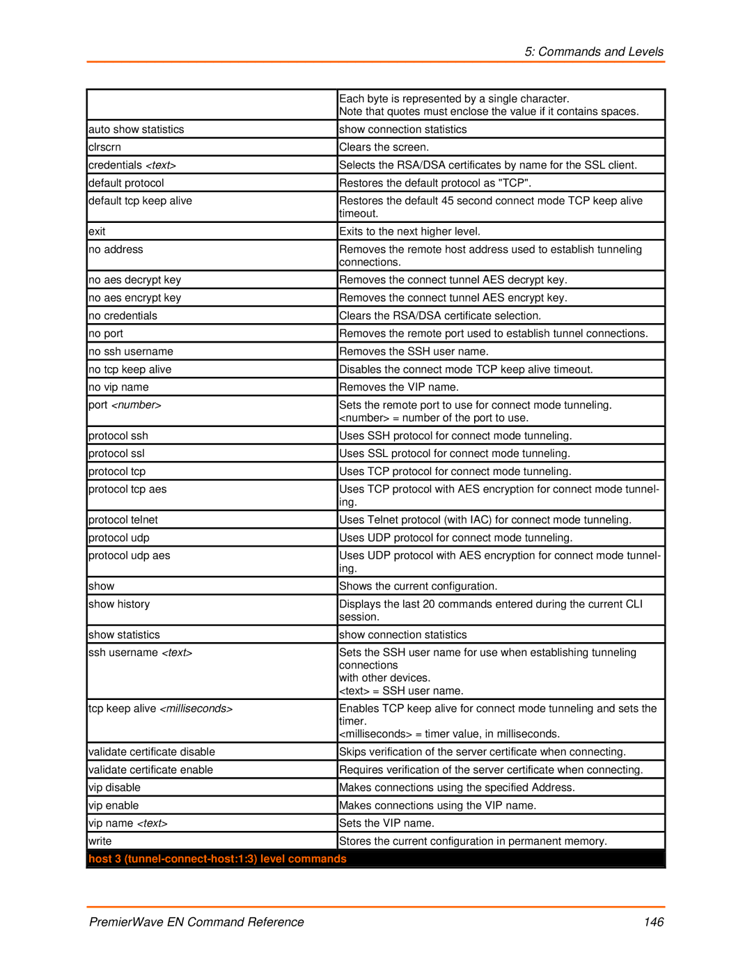 Lantronix 900-581 manual Host 3 tunnel-connect-host13 level commands 