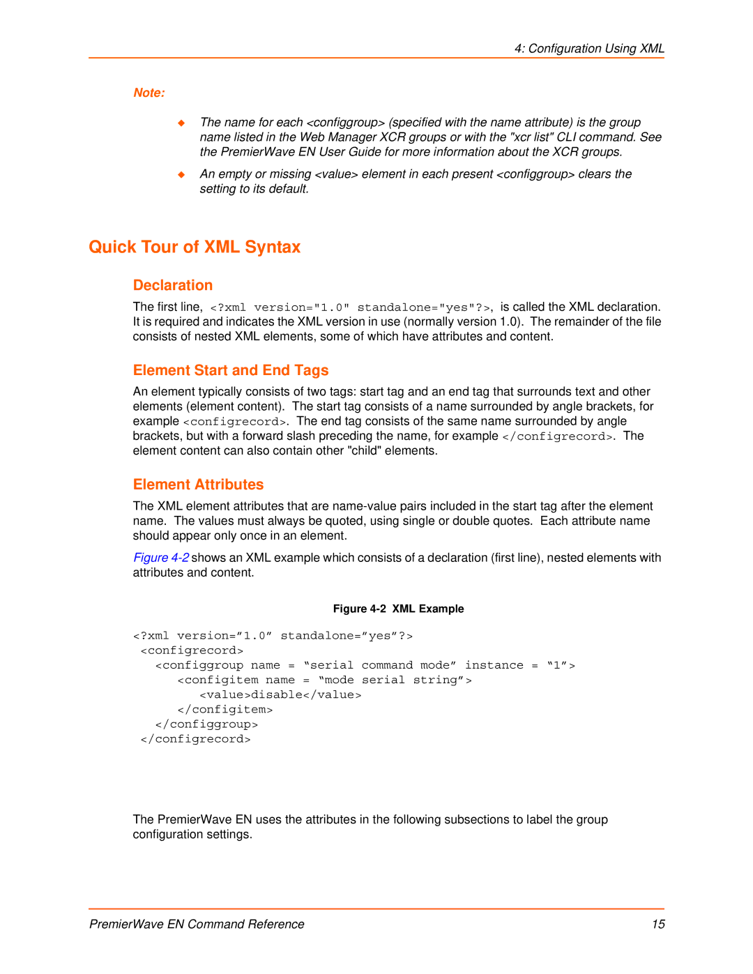 Lantronix 900-581 manual Quick Tour of XML Syntax, Declaration 