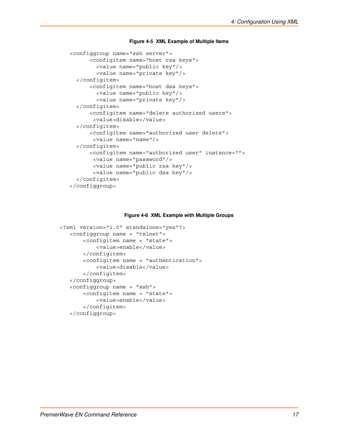 Lantronix 900-581 manual XML Example of Multiple Items 