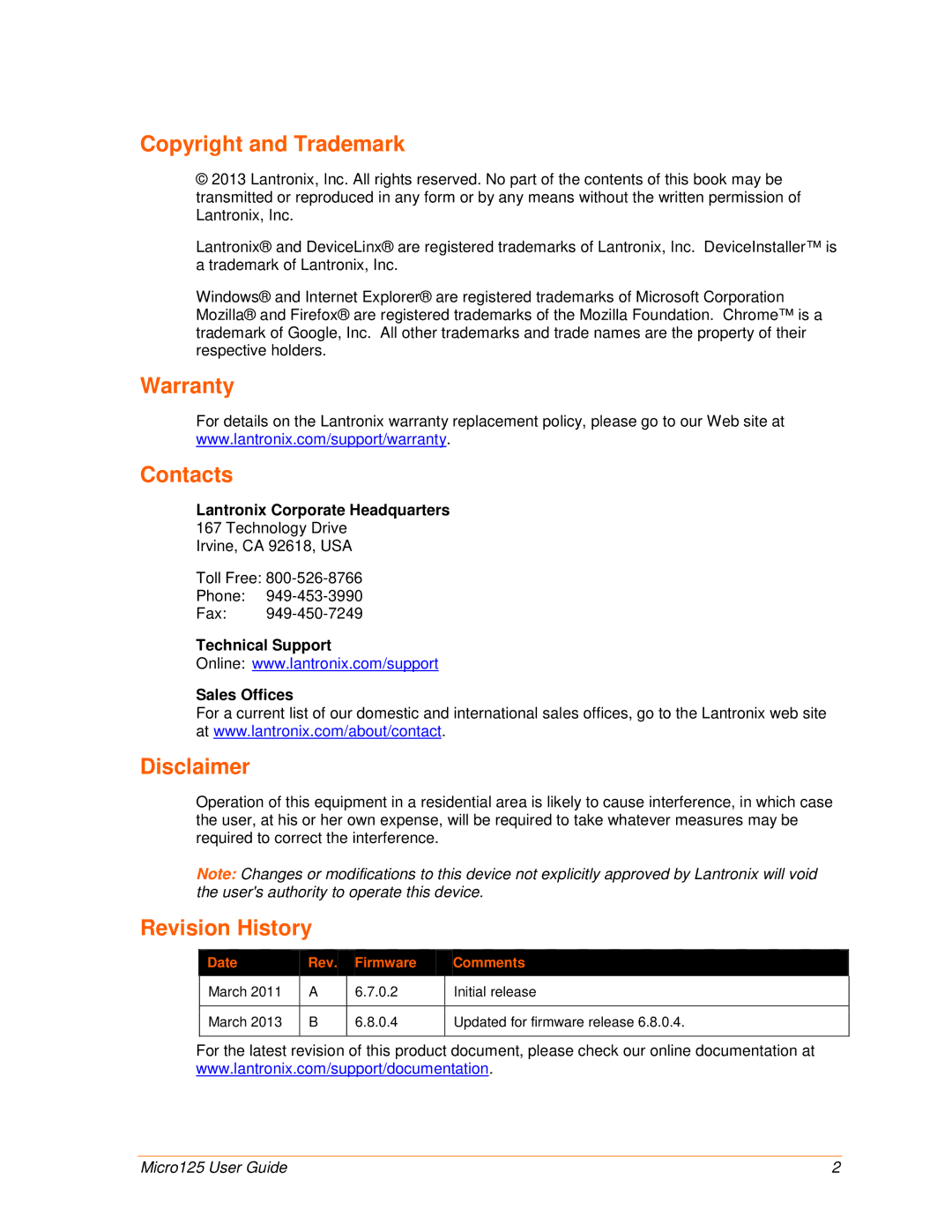 Lantronix 900-588 manual Lantronix Corporate Headquarters, Technology Drive Irvine, CA 92618, USA Toll Free Phone Fax 