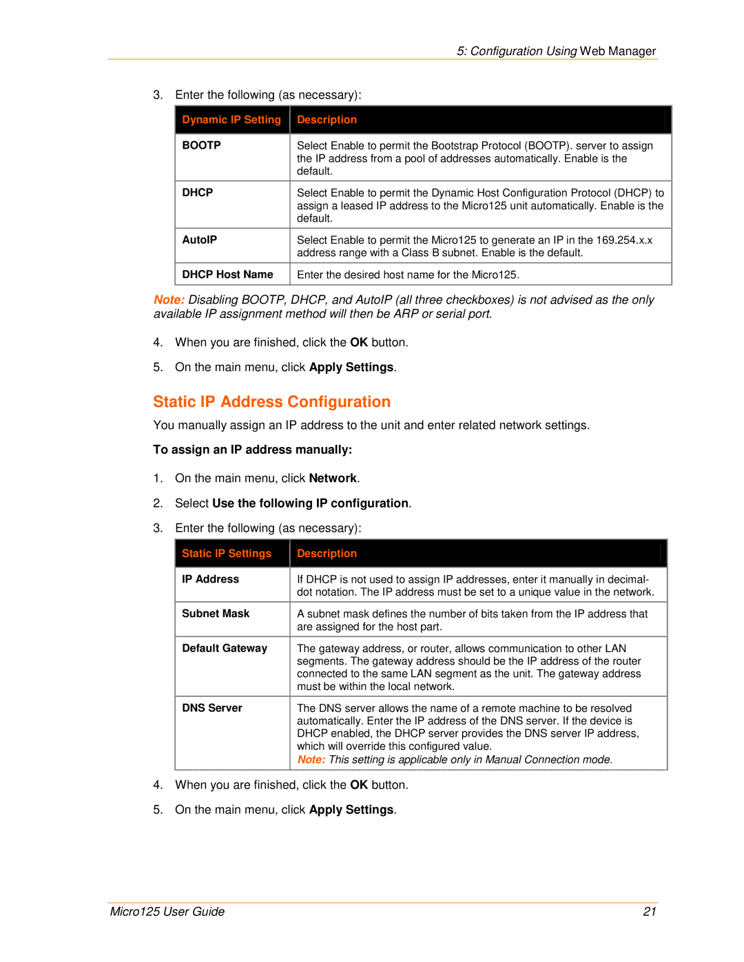 Lantronix 900-588 Static IP Address Configuration, Enter the following as necessary, To assign an IP address manually 