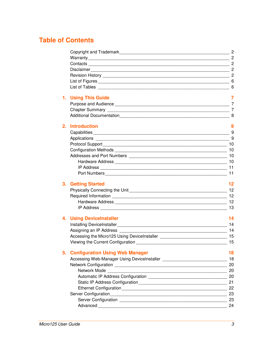 Lantronix 900-588 manual Table of Contents 