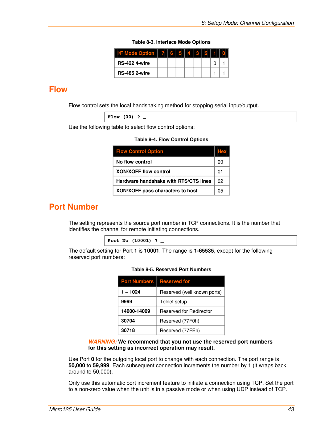 Lantronix 900-588 manual Flow, Port Number, Use the following table to select flow control options 