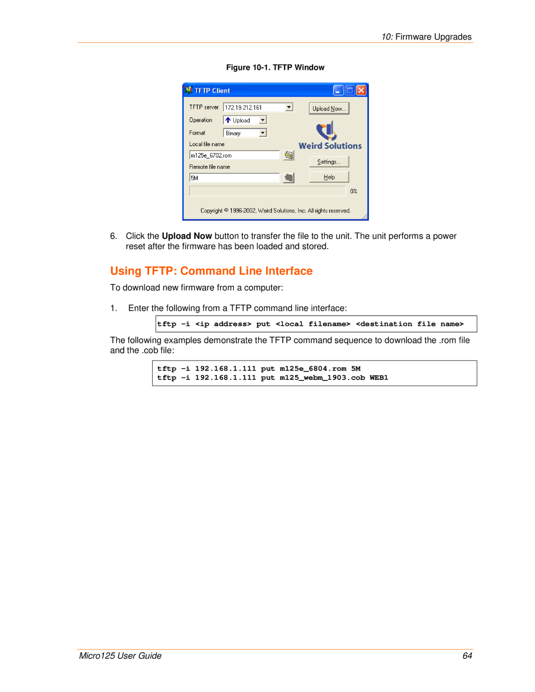 Lantronix 900-588 manual Using Tftp Command Line Interface, Firmware Upgrades 