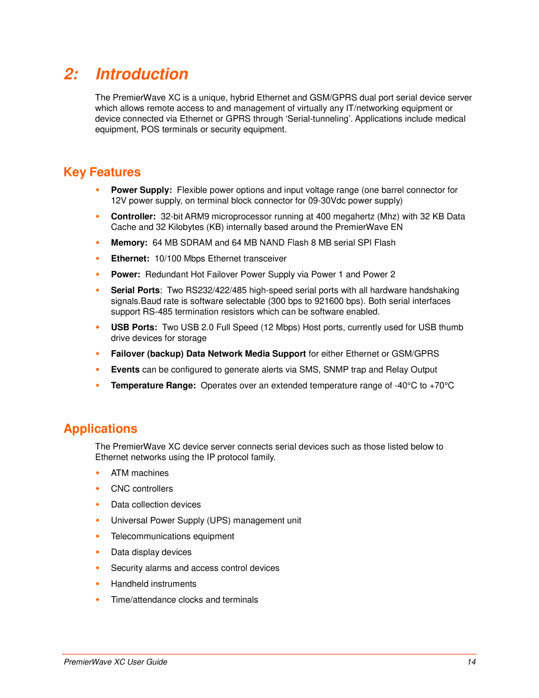 Lantronix 900-598 manual Introduction, Key Features, Applications 