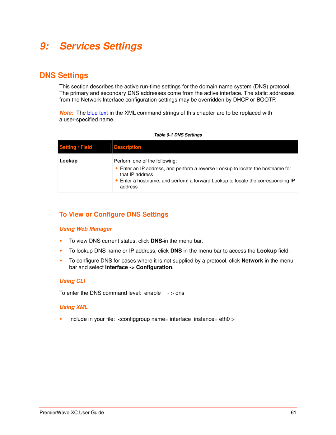 Lantronix 900-598 manual Services Settings, To View or Configure DNS Settings 